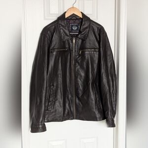 Dockers James Men's (XL) Dark Brown Faux-Leather Jacket